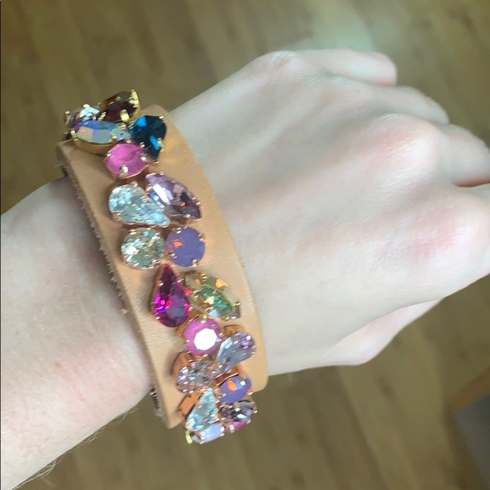 Swarovski crystal stud leather cuff bracelet
